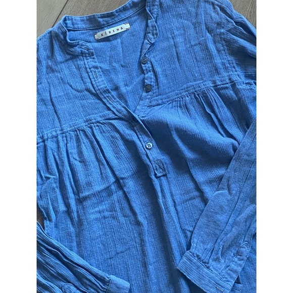 Xirena Blue Cotton Gauze Casual Tunic Shirt Top - Picture 3 of 6